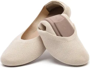 Women's Ballet Flats Dress Shoes for Women, Women Classic Round Toe Slip On Flat Walking Shoes, Women Casual Comfortable Soft Knit Black Leopard Flats Shoes