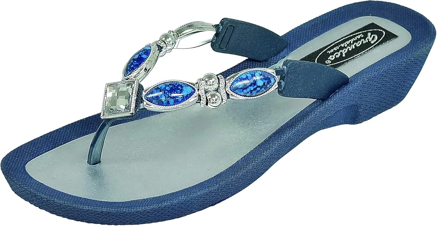 Women’s Beaded Sandals Royal V Thong Jeweled Slip-on Flip Flops