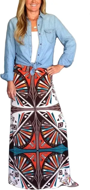 Women's Bohemian Print Long Maxi Skirt