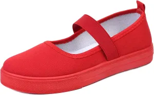 Women's Canvas Mary Jane Flats Shoes Round Toe Lightweight Orthotic Shoes with Arch Support Comfort Casual Nurse Work Flats