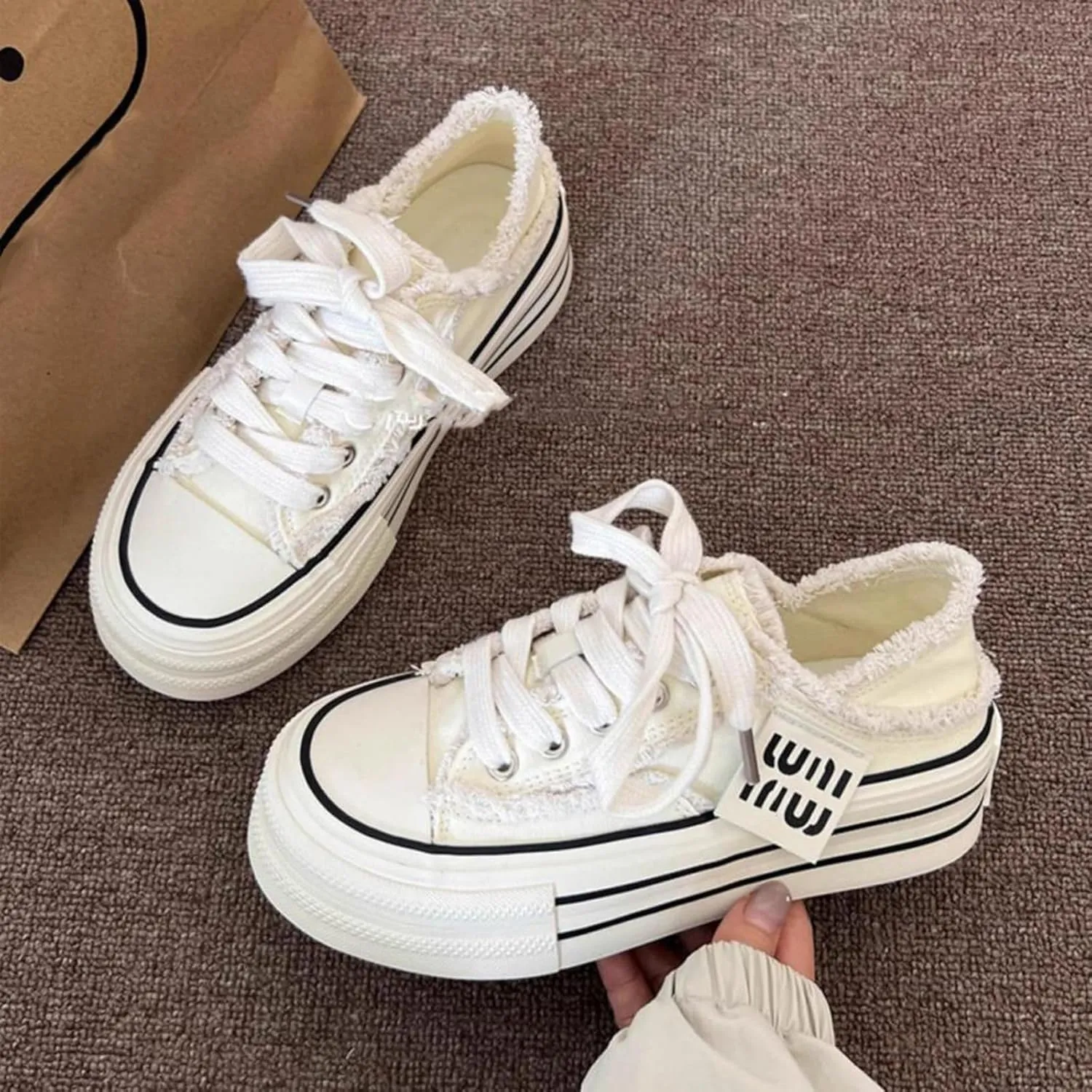 Womens Canvas Mules Sneakers Platform Slip on and Pull on Two-wear Shoes Y2K