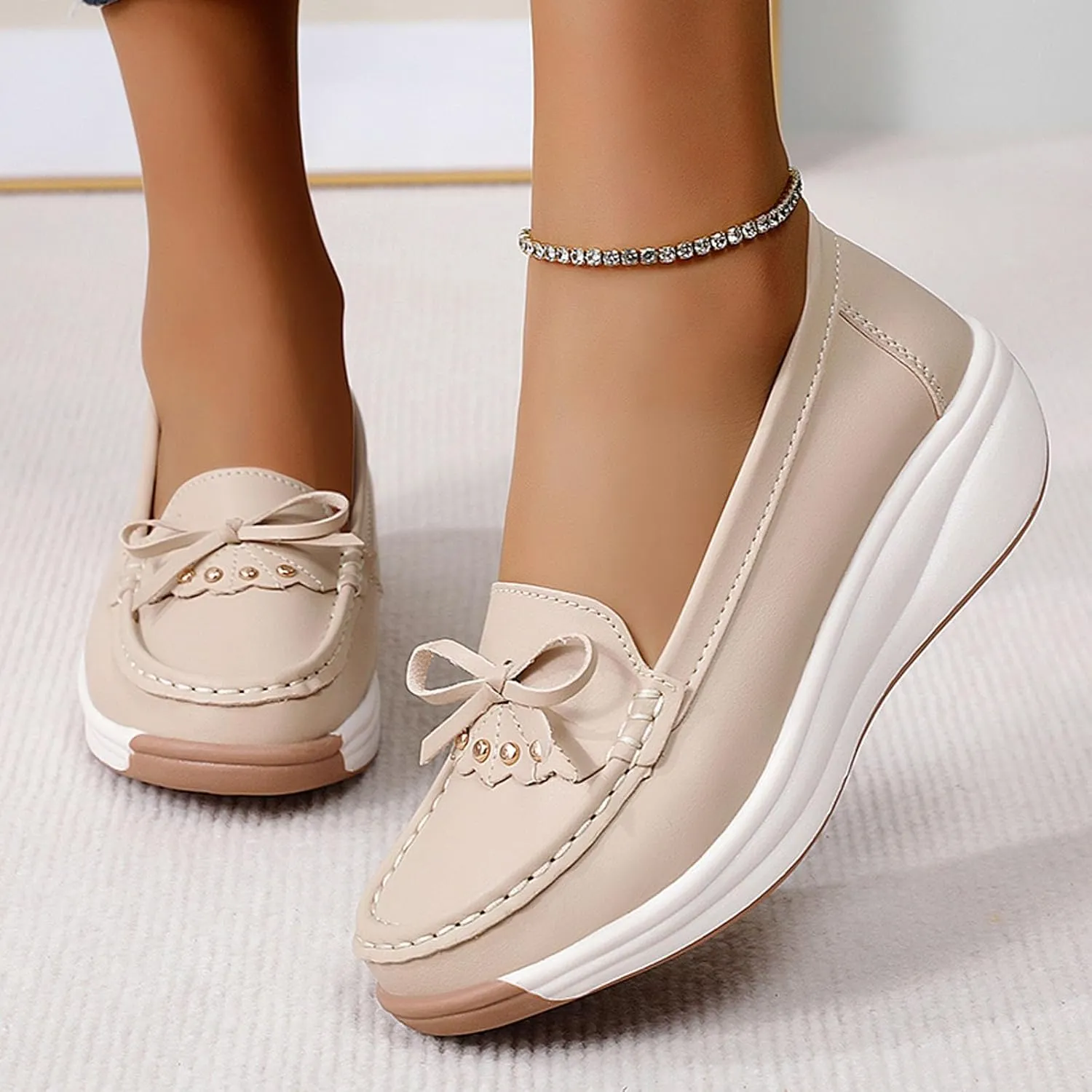Women's Casual Slip On Loafers Comfortable Lightweight Soft Sole Flat Shoes for Daily Wear Work and Leisure