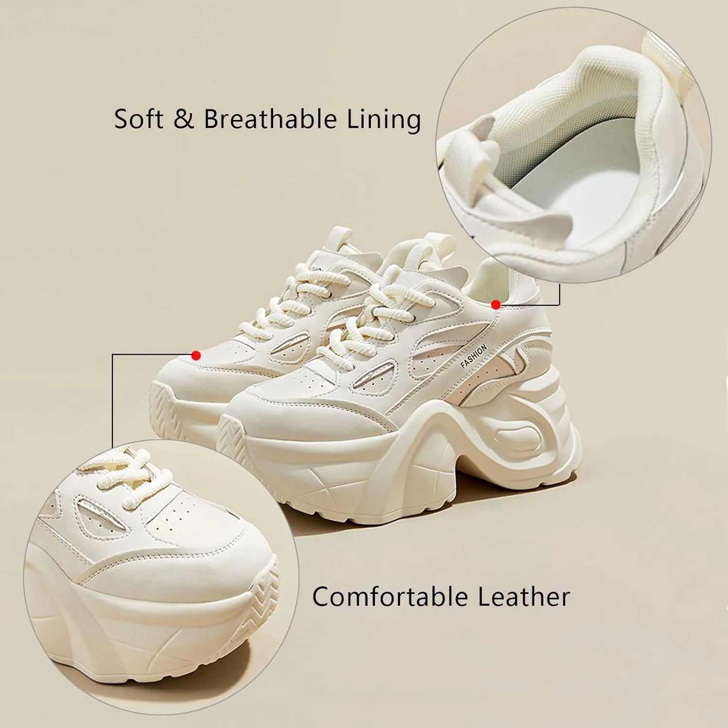 Women's Chunky Platform Walking Dad Shoes Lace Up Wedge Low Top Height Increasing Shoes Fashion Comfortable Casual Sneakers