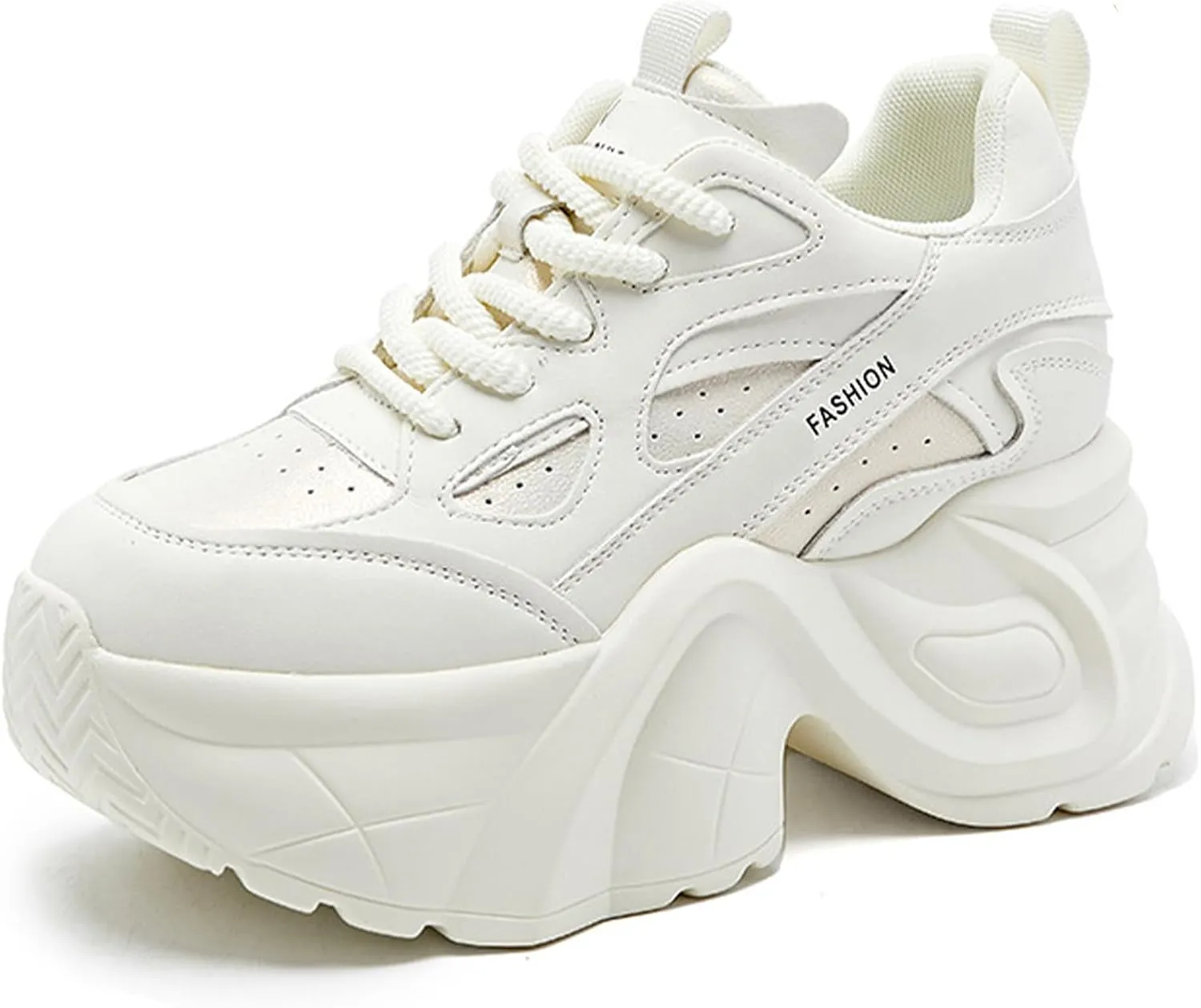 Women's Chunky Platform Walking Dad Shoes Lace Up Wedge Low Top Height Increasing Shoes Fashion Comfortable Casual Sneakers