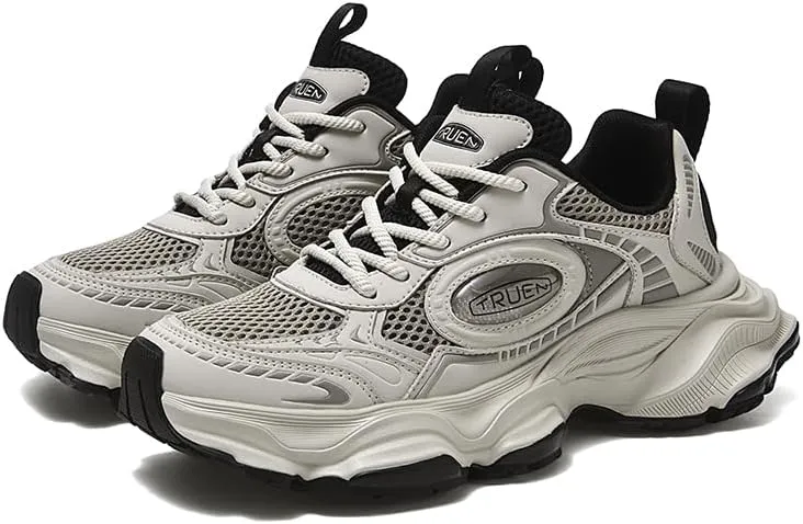 Women's Chunky Retro Sneakers Spring Fashion Breathable Mesh Platform Casual Dad Shoes Lace Up Comfortable Daily Wear Thick Sole Lightweight Trendy Street Style Shoes for Young Outfit