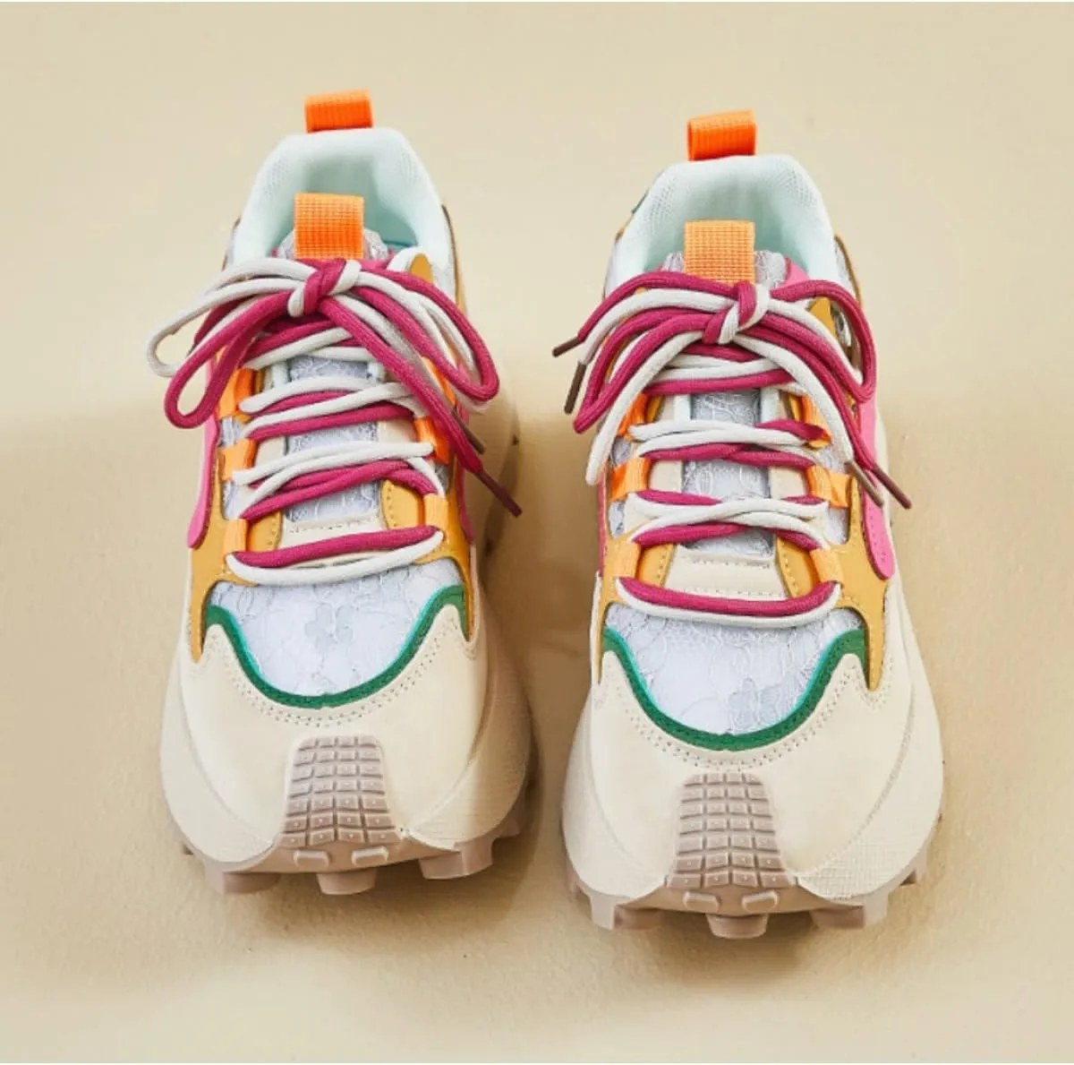 Women's Colorful Chunky Dad Sneakers Y2K Platform Trail Runners with Lace Detail & Two-Tone Shoelaces Harajuku Fashion Multi-Color Retro Streetwear Shoes