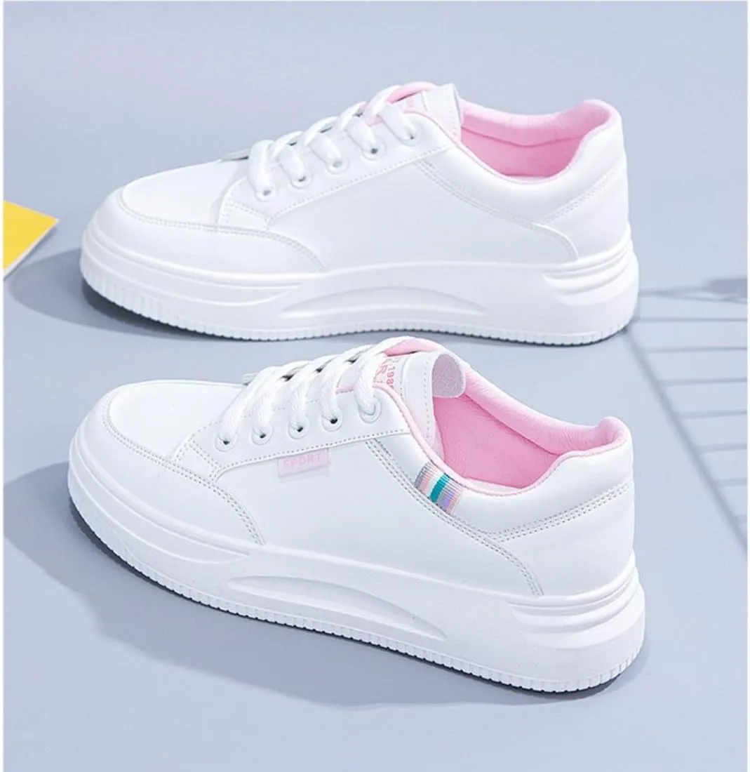 Women's Comfort Trendy Sneakers So Light Weight Rubber Soft Sole Korean Style Platform Chunky Casual Sneakers