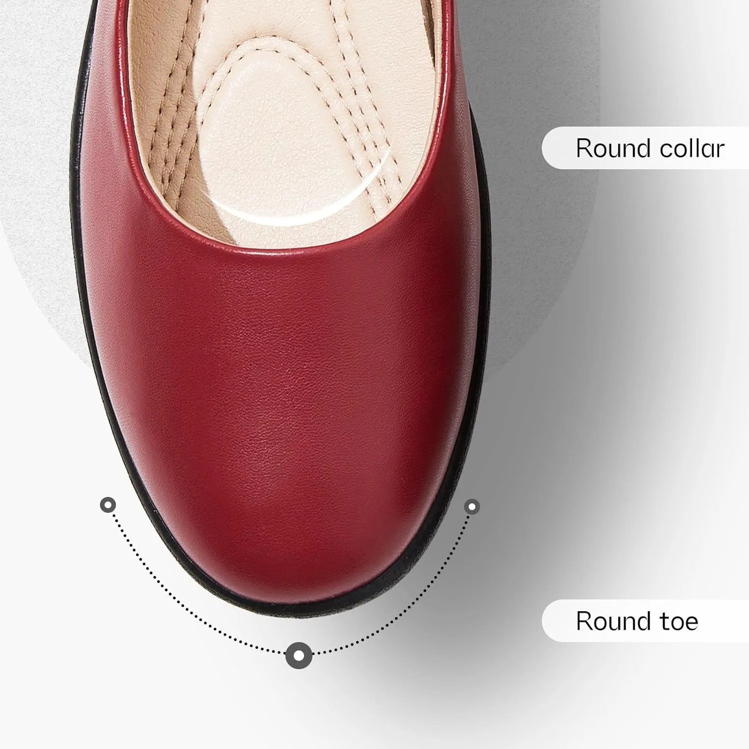 Women's Comfortable Black Leather Dress Ballerina Flats for Office and Work