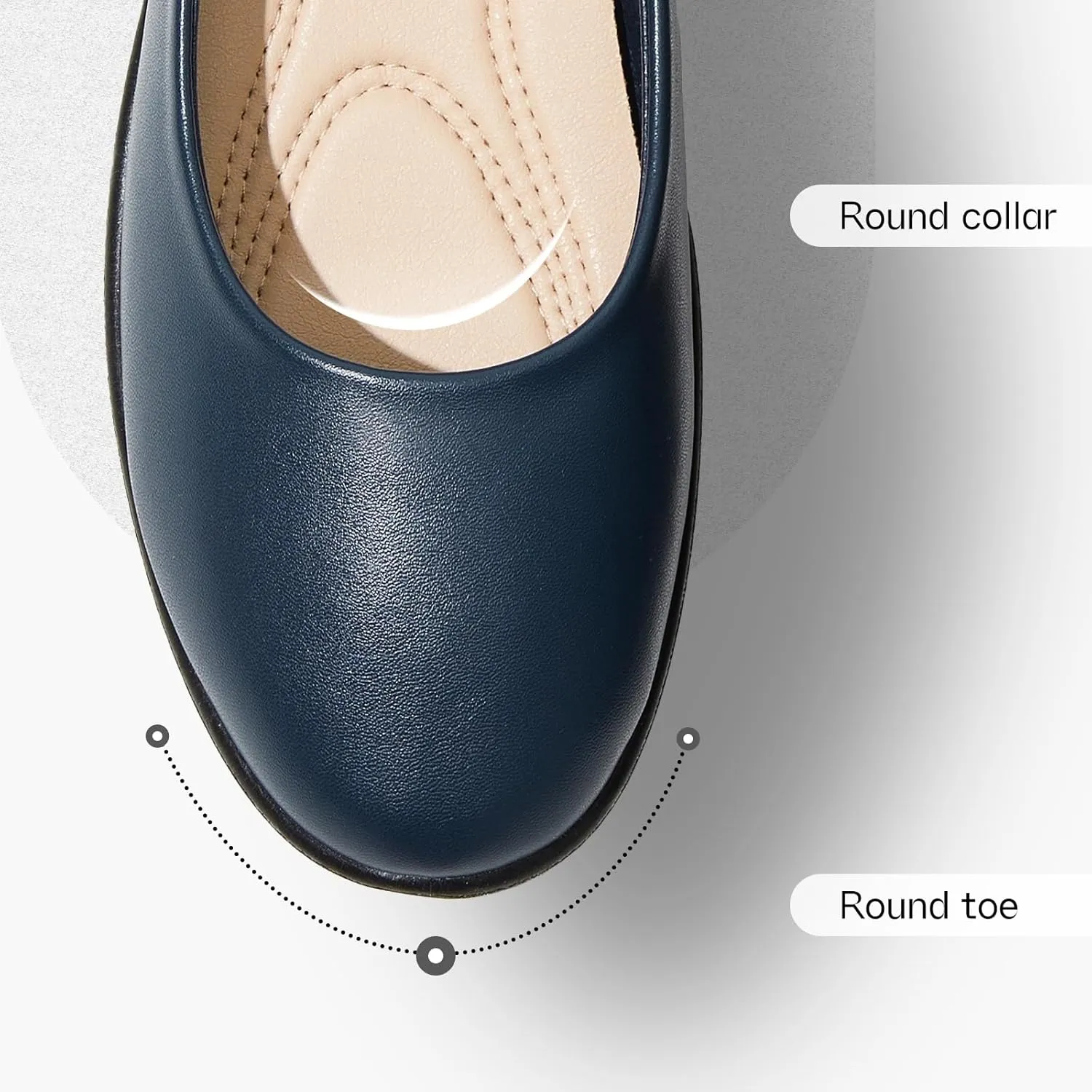 Women's Comfortable Black Leather Dress Ballerina Flats for Office and Work