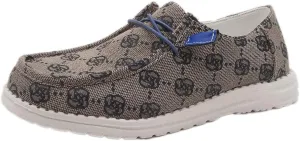 Women's Comfortable Easy Slip On Loafers Shoes Flower Print Lightweight Deck Boat Shoes Elastic Laces Outdoor Flat Walking Shoes Breathable Canvas Sneaker Driving Shoes US Size 6-7-8-9-10.5-11