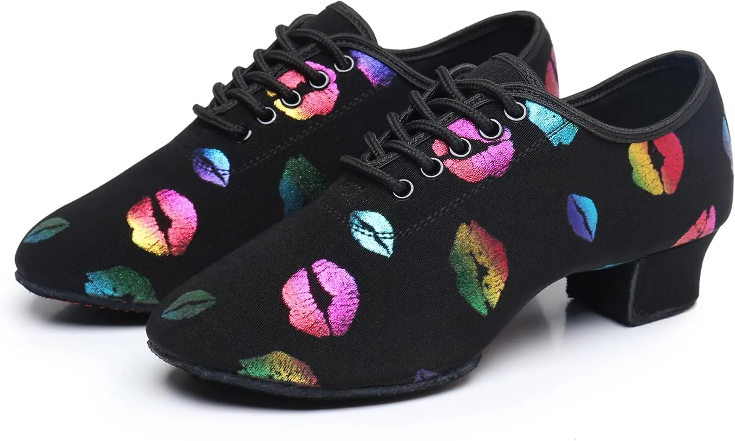 Women's Dance Shoes Colorful Lips Canvas Jazz Ballroom Practice Teaching Shoes Rhythm Latin Salsa Professional Dance Sneakers