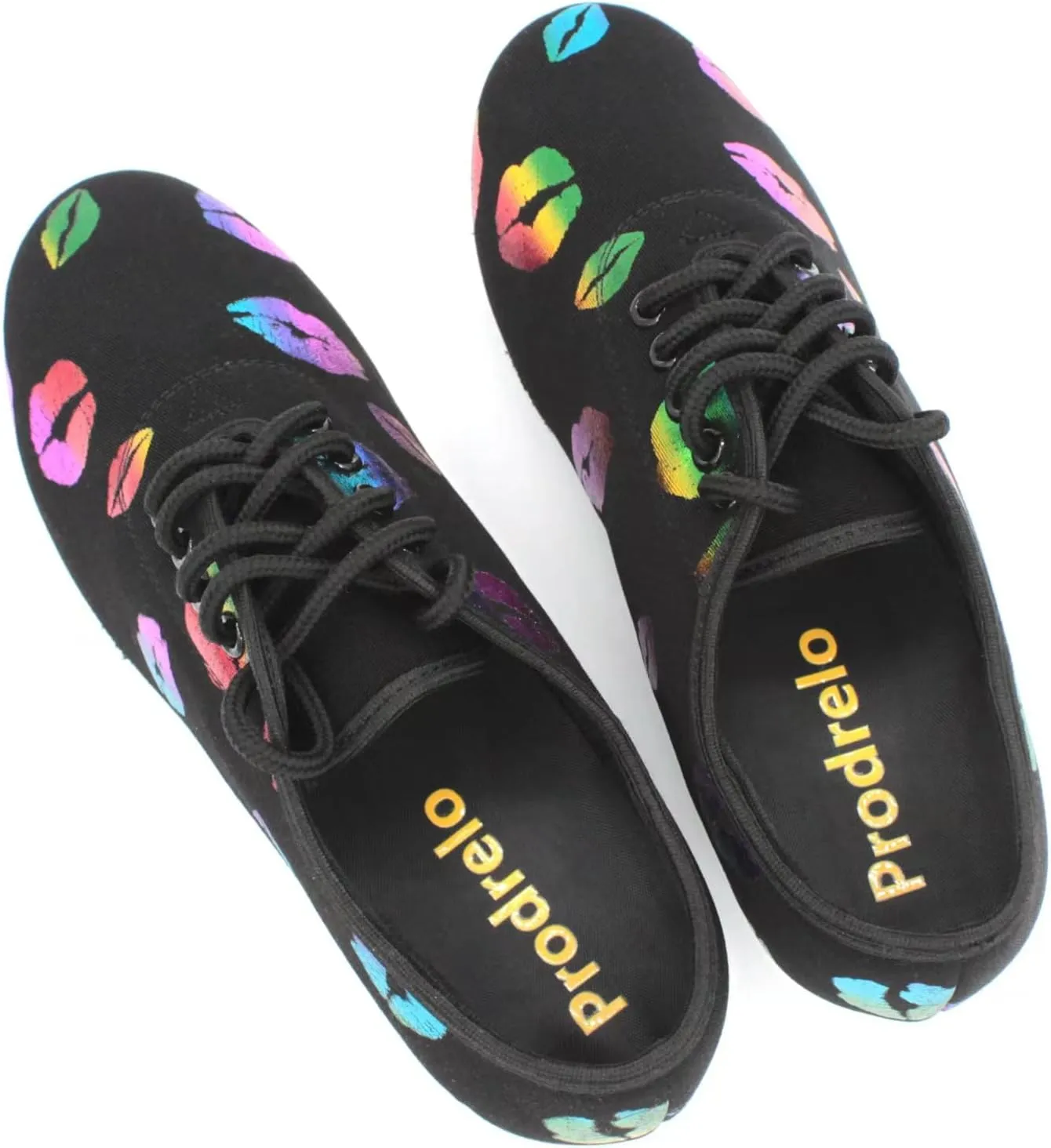 Women's Dance Shoes Colorful Lips Canvas Jazz Ballroom Practice Teaching Shoes Rhythm Latin Salsa Professional Dance Sneakers