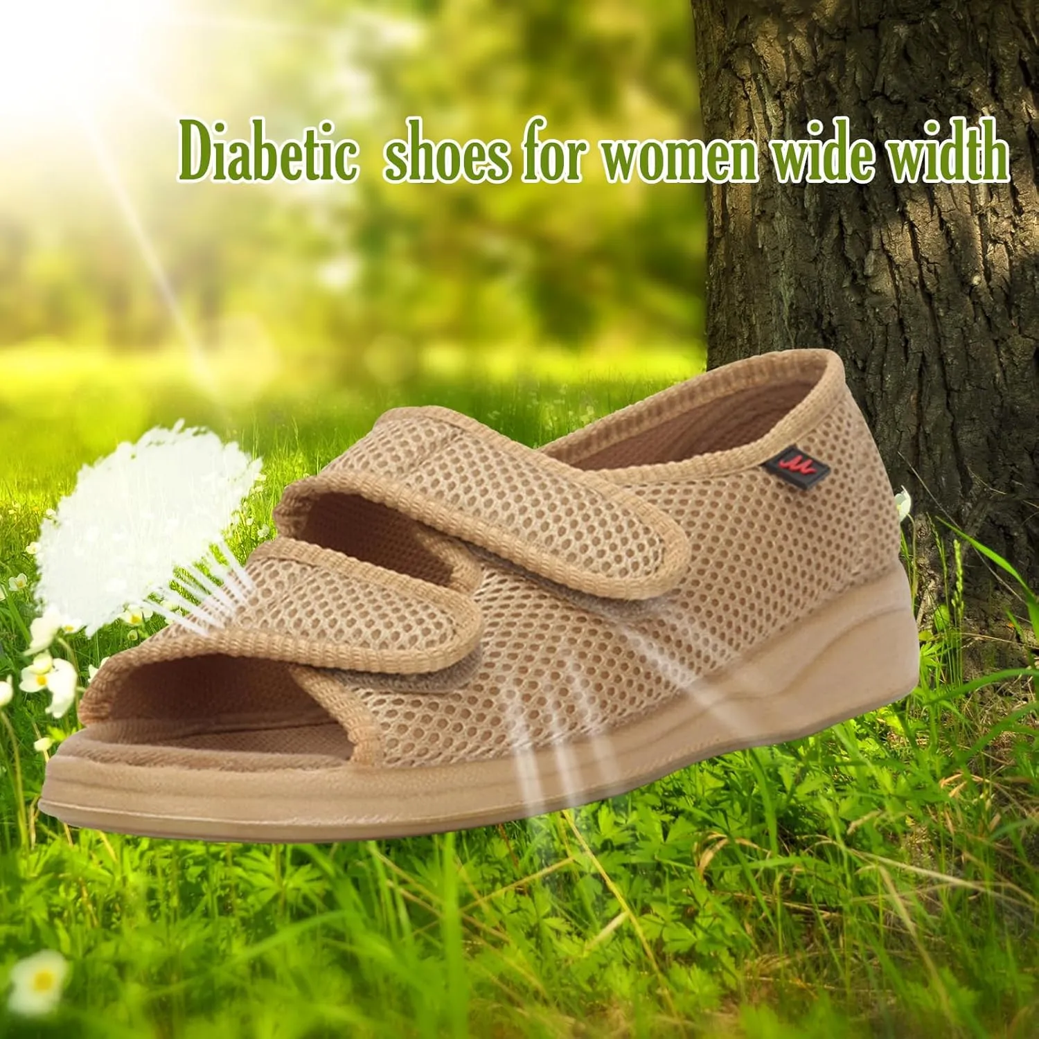 Women's Diabetic Sandals Arthritis Edema Slippers Open Toe Adjustable Extra Wide Width Shoes for Swollen Feet Arthritis Elderly