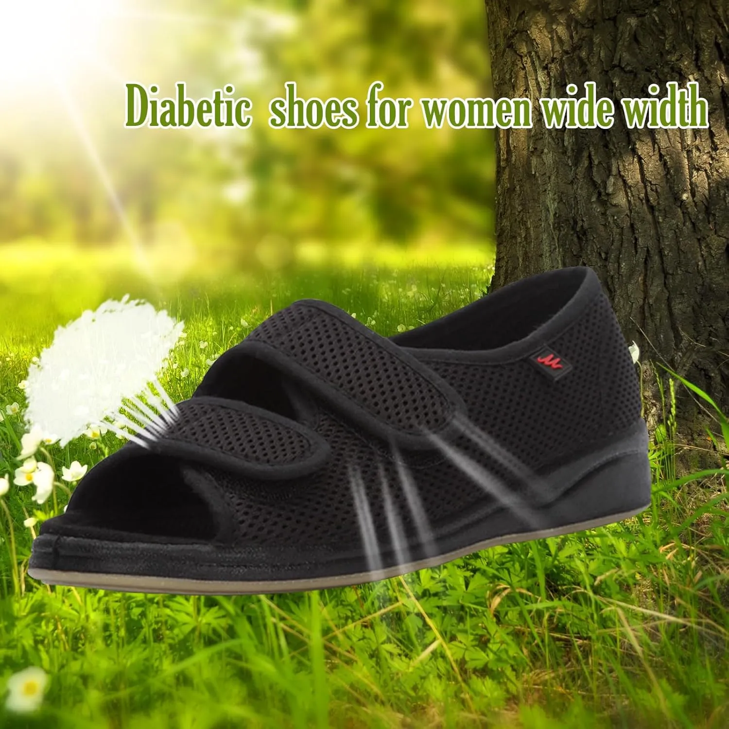 Women's Diabetic Sandals Arthritis Edema Slippers Open Toe Adjustable Extra Wide Width Shoes for Swollen Feet Arthritis Elderly