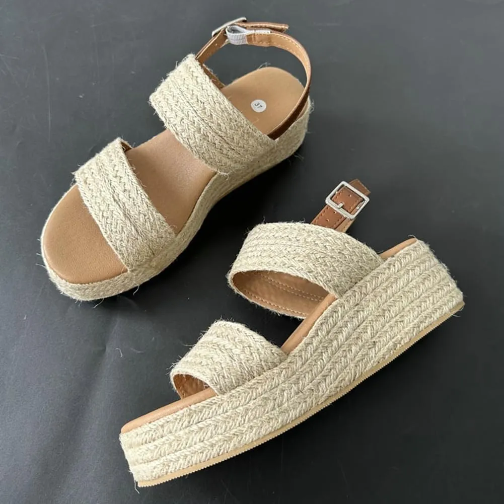 Women's Espadrille Platform Sandal with Adjustable buckle Wedges Slides Beach Summer Sandals 2025