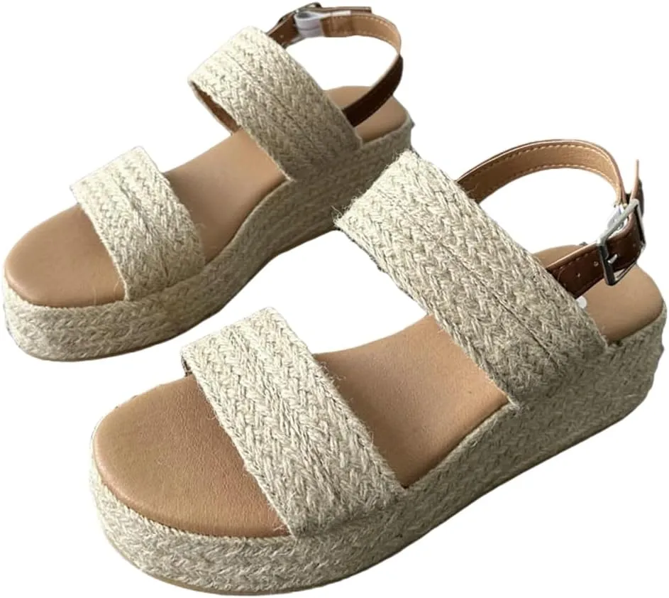Women's Espadrille Platform Sandal with Adjustable buckle Wedges Slides Beach Summer Sandals 2025