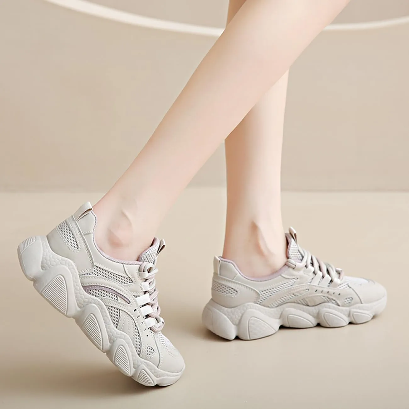 Women's Fashion Platform Sneakers Colorful Breathable Mesh Casual Jogging Walking Shoes
