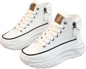 Women's Fashion Sneakers Winter Canvas Platform Sneakers Casual Tennis Shoes Walking Running Shoes Lace Up High Top Sneakers