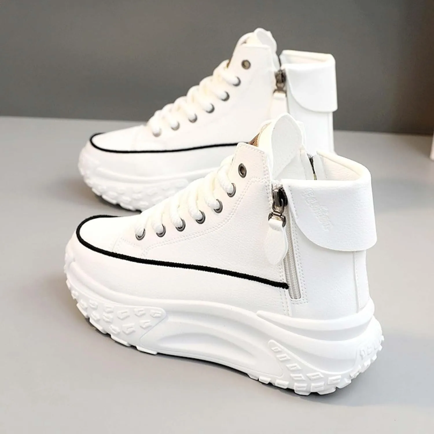 Women's Fashion Sneakers Winter Canvas Platform Sneakers Casual Tennis Shoes Walking Running Shoes Lace Up High Top Sneakers