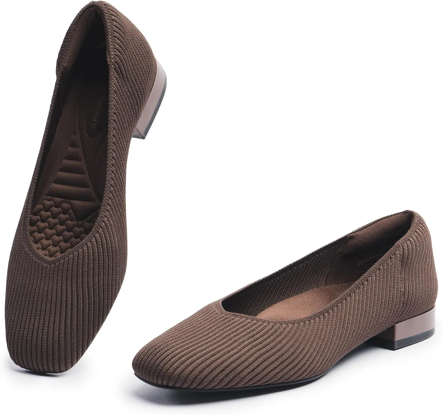 Women's Flats with Arch Support, Square Toe Ballet Flats, Comfortable Slip On Knit Dress Shoe, Anti-Loose Shoe Band Included 6-11