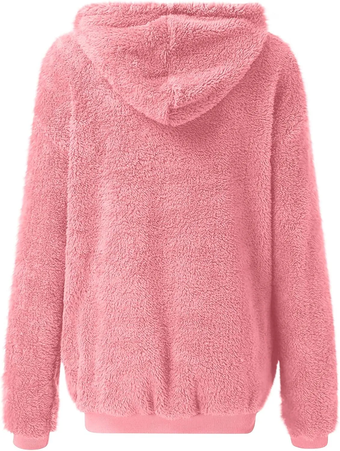 Womens Fuzzy Sherpa Fleece Jacket Zip Up Hooded Oversized Winter Warm Coats Casual Outwear Fall Transitional Fashion