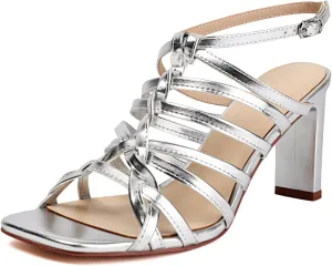 Women's Gladiator Heeled Sandals Summer Dressy Strappy Square Open Toe Chunky High Heels with Ankle Strap, Sexy Fashion Comfort Shoes for Party Casual Sandals