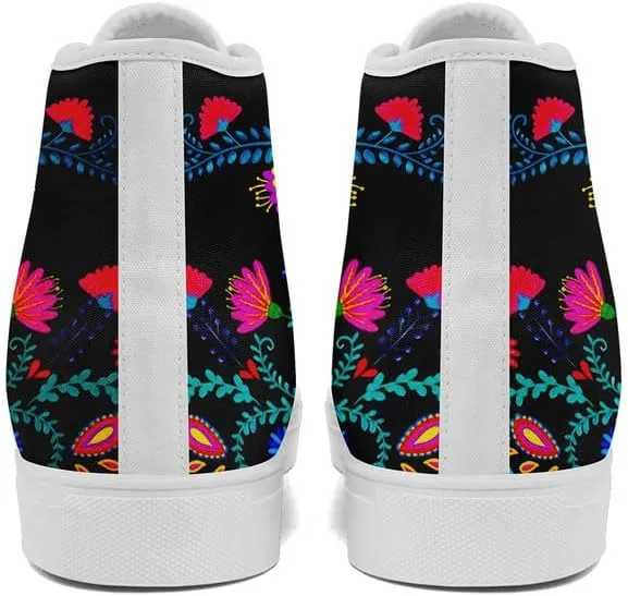 Womens Graffiti Black High Top Fashion Sneakers Canvas Shoes Classic Lace Up Walking Tennis Casual Skateboarding Sports Shoes