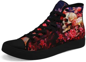 Womens Graffiti Black High Top Fashion Sneakers Canvas Shoes Classic Lace Up Walking Tennis Casual Skateboarding Sports Shoes