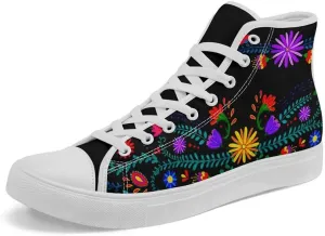 Womens Graffiti Black High Top Fashion Sneakers Canvas Shoes Classic Lace Up Walking Tennis Casual Skateboarding Sports Shoes