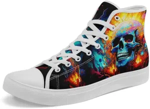 Womens Graffiti Black High Top Fashion Sneakers Canvas Shoes Classic Lace Up Walking Tennis Casual Skateboarding Sports Shoes