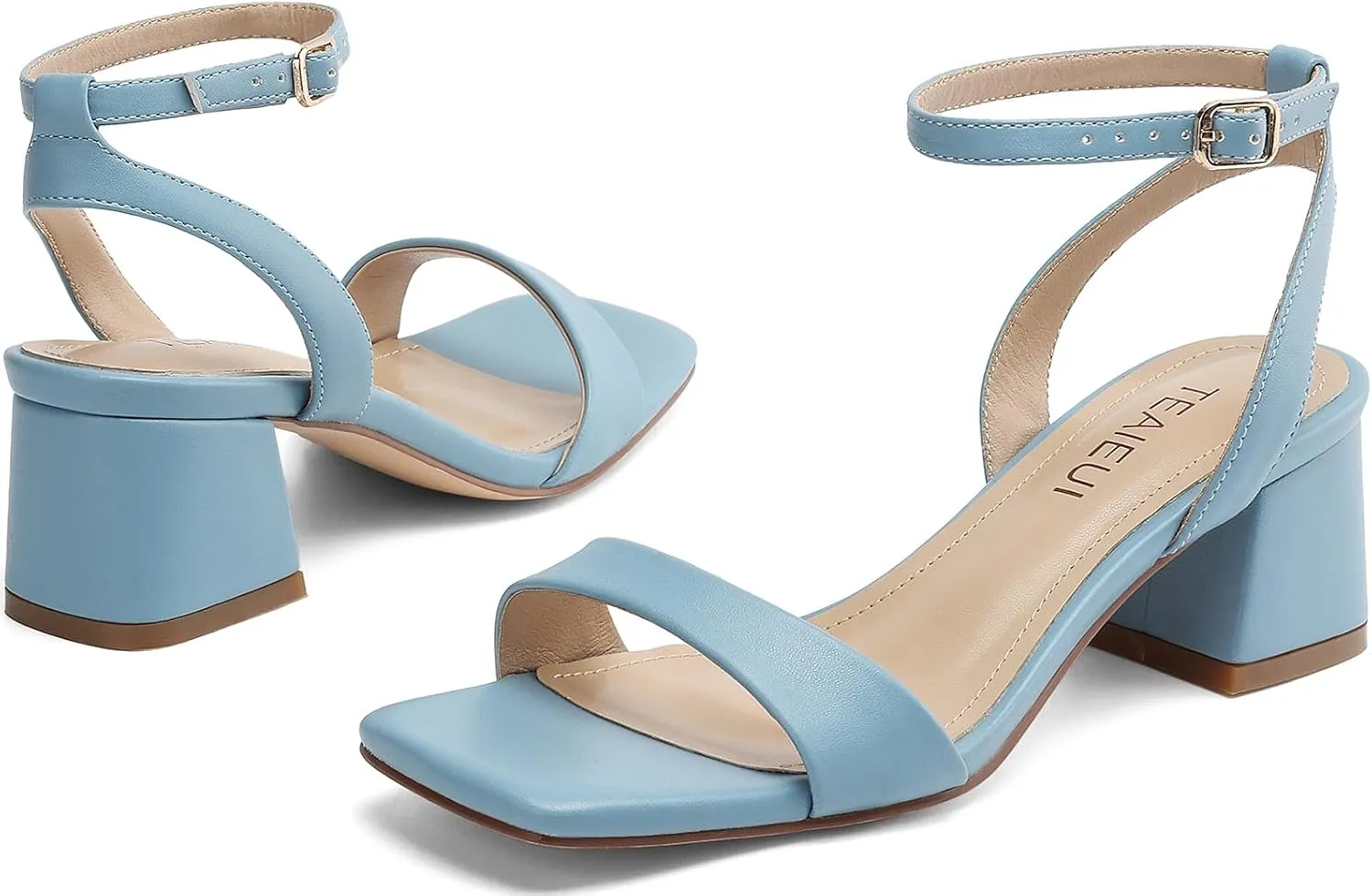 Women's Heeled Sandals Strappy Low Block Heels Chunky for Women Comfortable Ankle Strap Open Toe Party Wedding Dress Shoes for Women Dressy