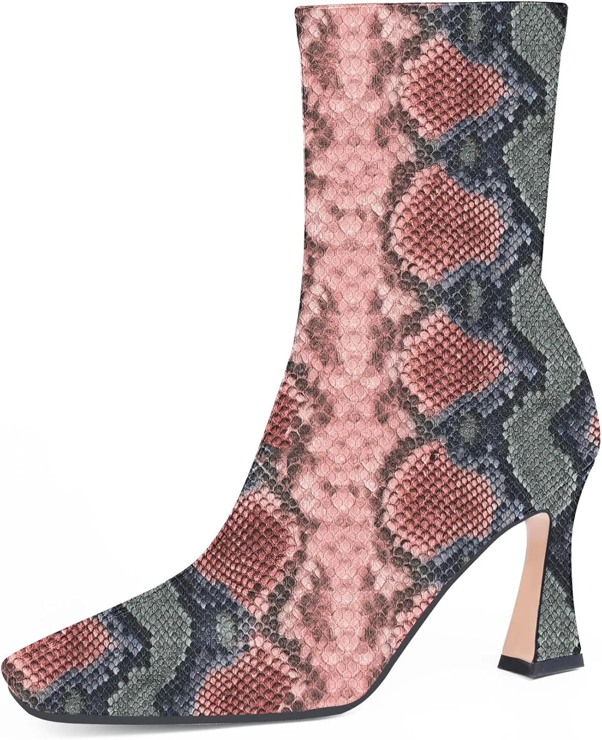 Women's High Heel Fall Ankle Boots Square Toe Side Zipper Dress Booties