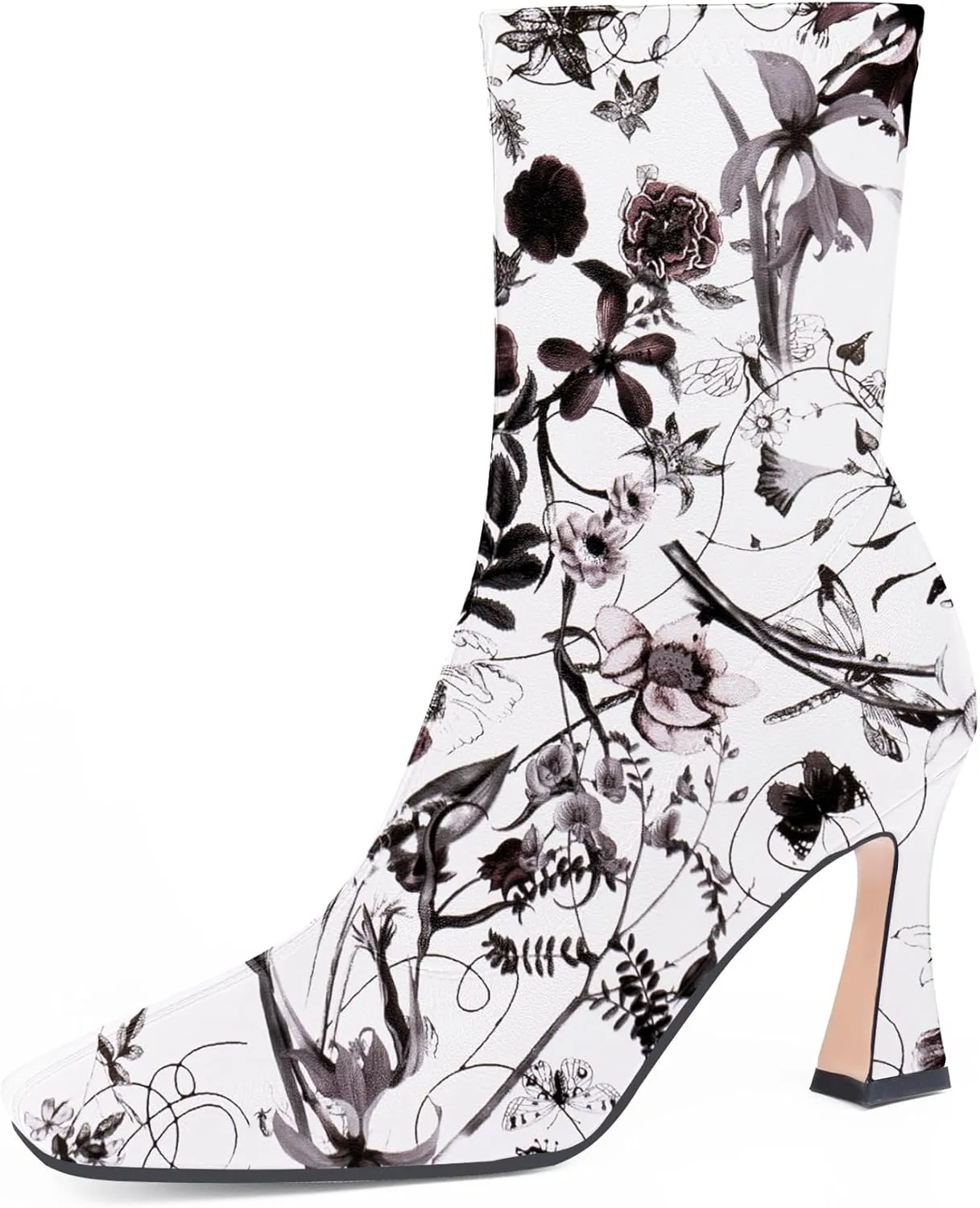 Women's High Heel Fall Ankle Boots Square Toe Side Zipper Dress Booties