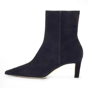 Women's High Heel Pointed Toe Block Heel Ankle Boots Fashion Suede Side Zipper Dressy Heeled Bootie Fall Winter Office Wedding Chunky Heel Booties for Ladies