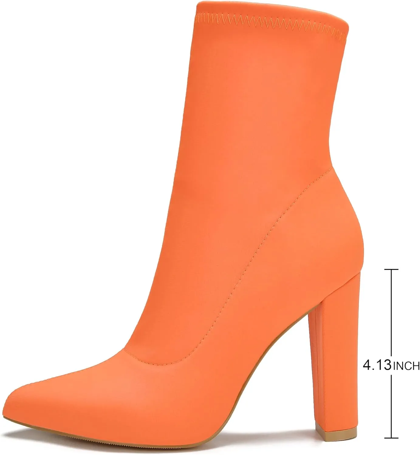 Women's High Heeled Booties Pointed Toe Mid Calf Ankle Boots Block Chunky Heels boot Stretch Fashion Sexy Wedding Short Bootie