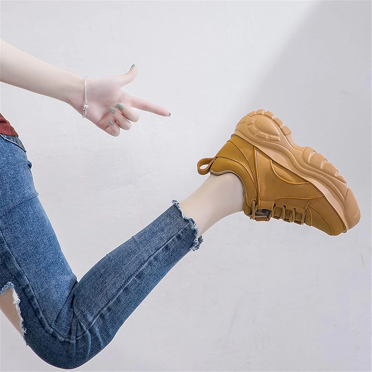 Women's High Platform Chunky Sneakers Lace-up Casual Dad Shoes