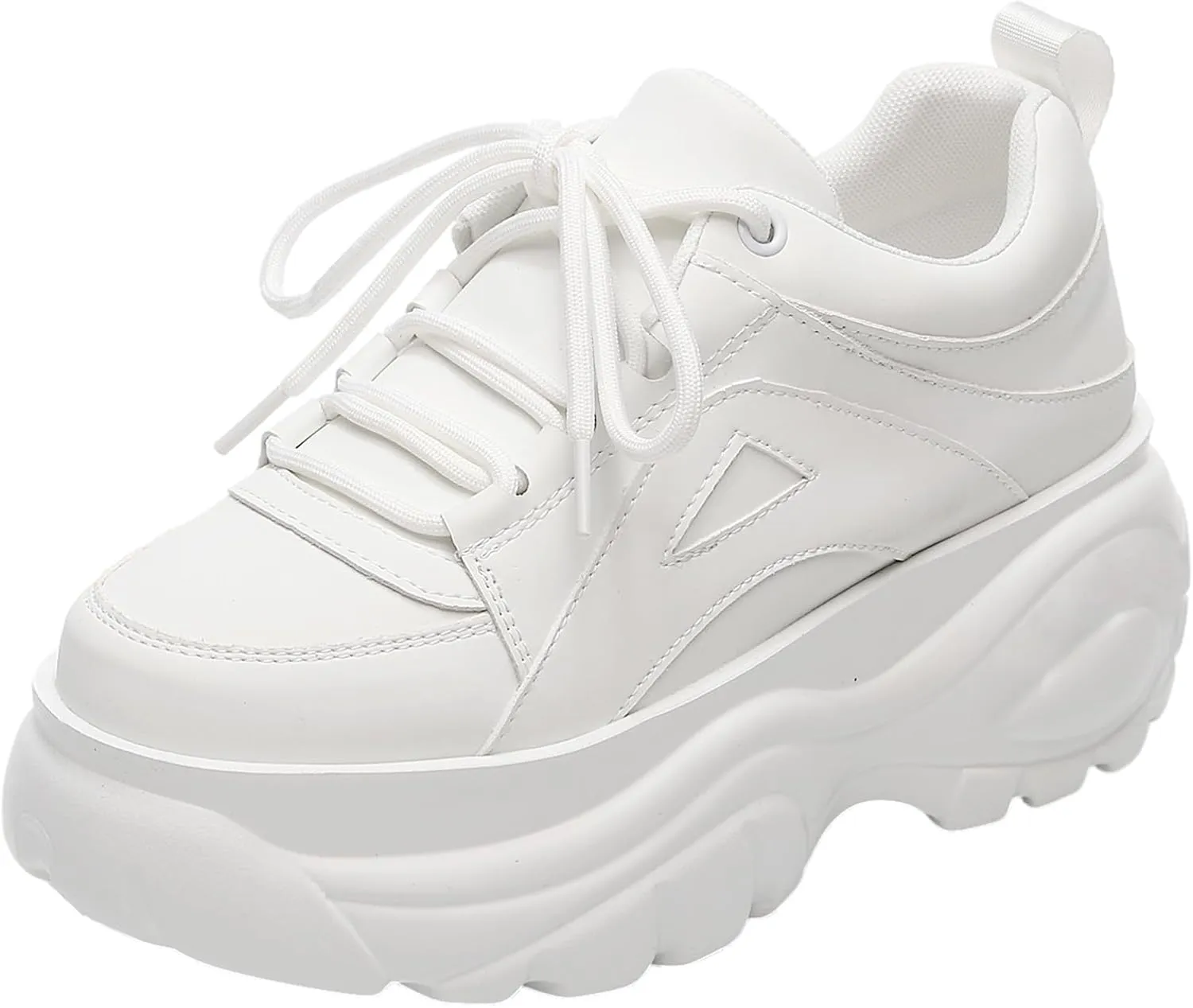 Women's High Platform Chunky Sneakers Lace-up Casual Dad Shoes