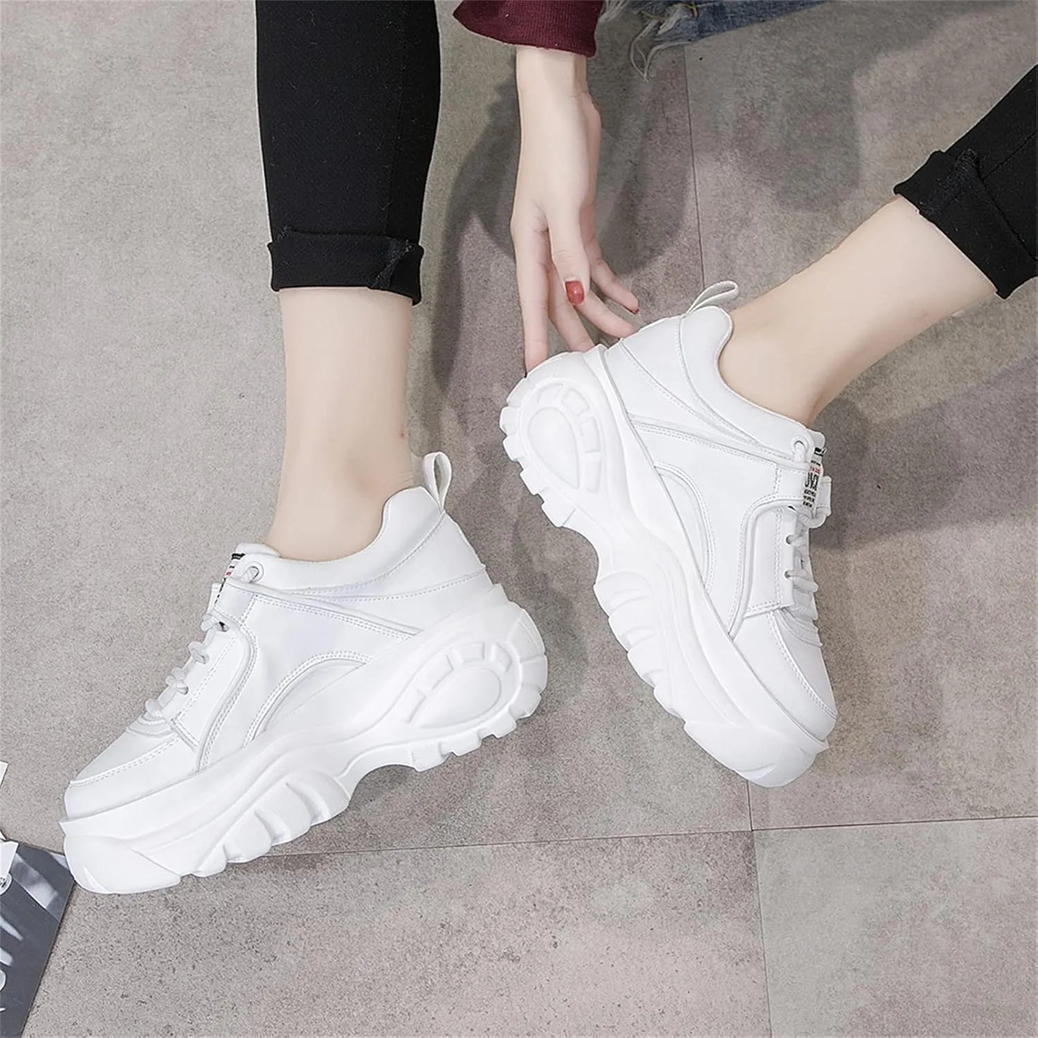 Women's High Platform Chunky Sneakers Lace-up Casual Dad Shoes
