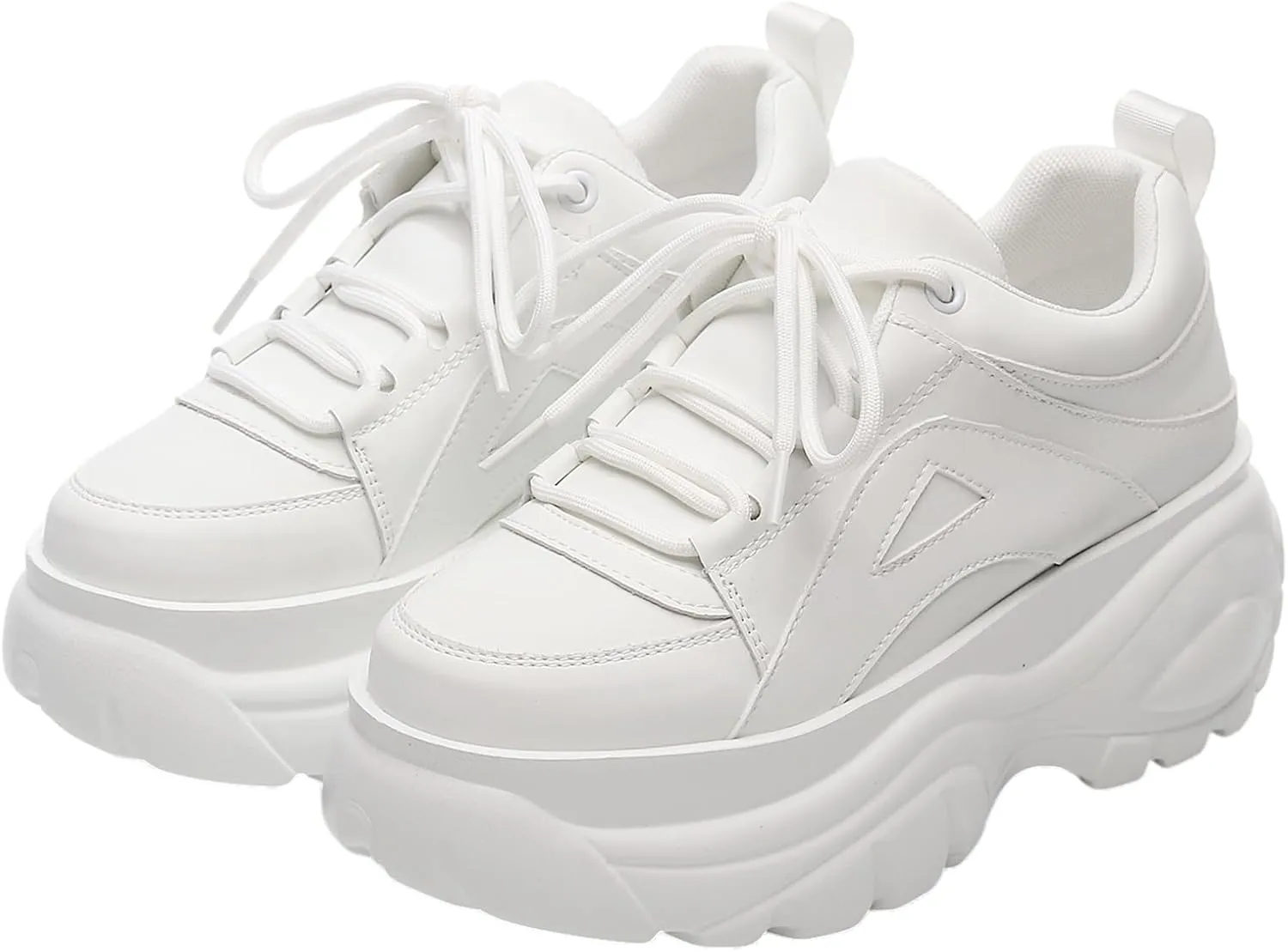 Women's High Platform Chunky Sneakers Lace-up Casual Dad Shoes