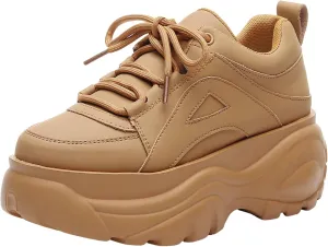 Women's High Platform Chunky Sneakers Lace-up Casual Dad Shoes