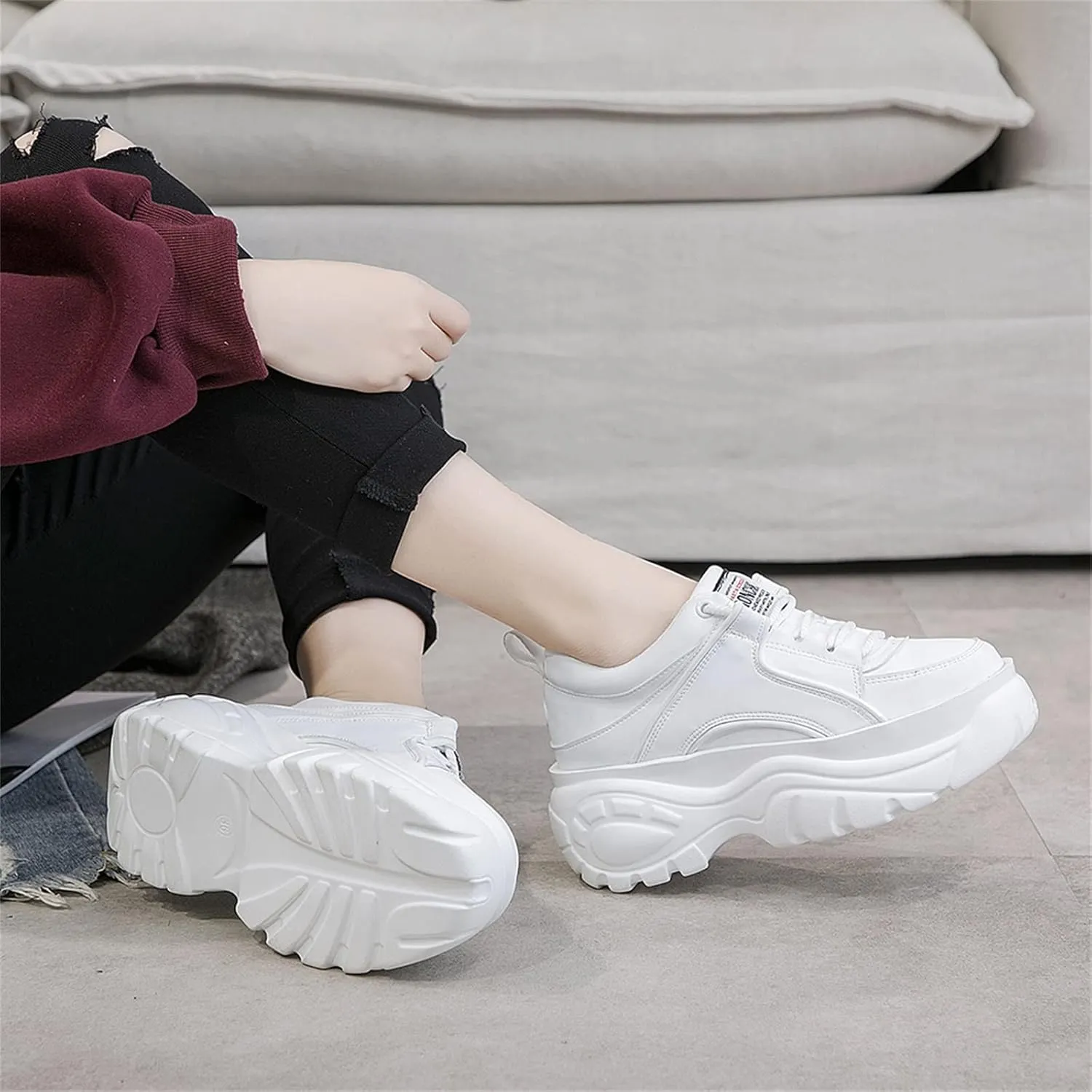 Women's High Platform Chunky Sneakers Lace-up Casual Dad Shoes