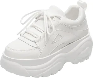 Women's High Platform Chunky Sneakers Lace-up Casual Dad Shoes