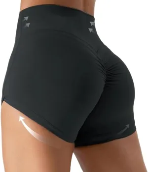 Women's High Waisted Yoga Booty Shorts with Pockets, Grey, High Rise