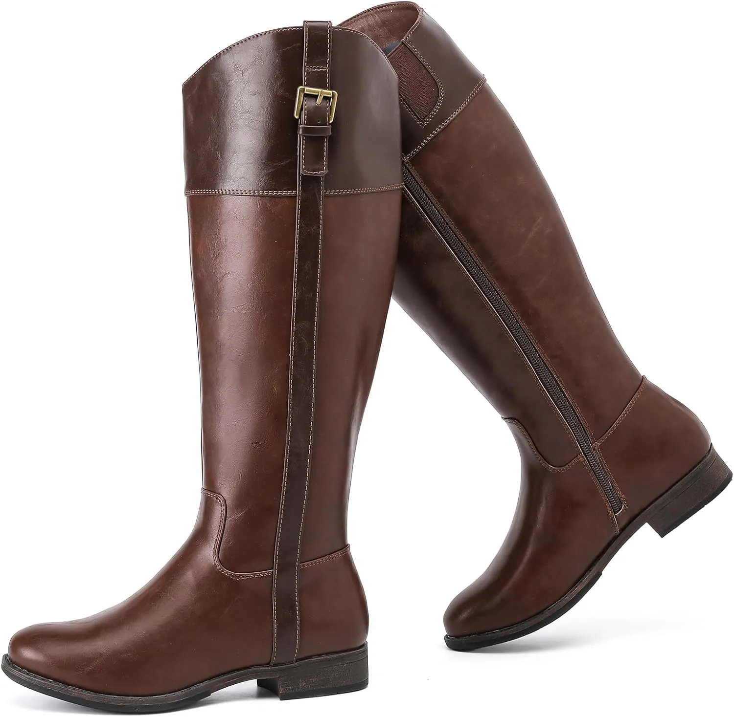 Women's Knee High Boots Wide Calf Comfortable Riding Combat Flat Boots and Fashionable for Fall and Winter Wear for Women.
