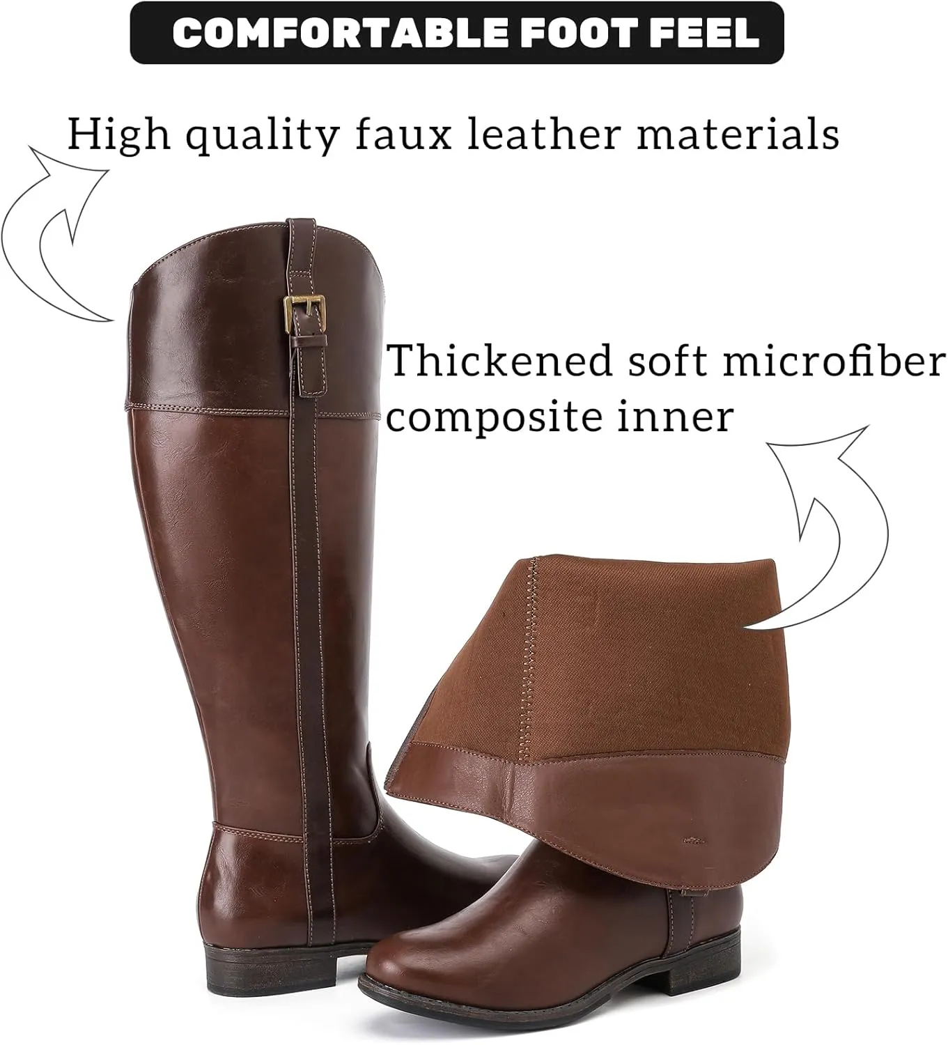 Women's Knee High Boots Wide Calf Comfortable Riding Combat Flat Boots and Fashionable for Fall and Winter Wear for Women.