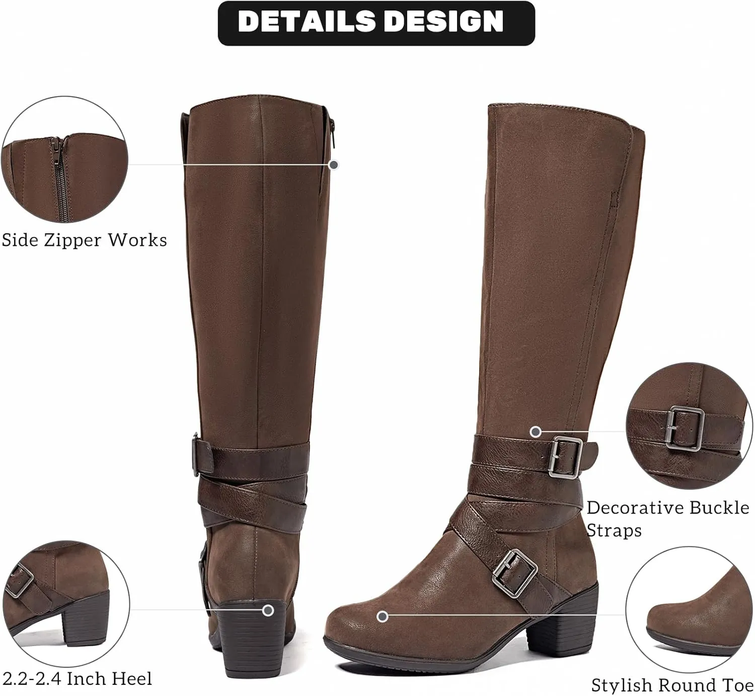 Women's Knee High Boots with Chunky Heel, Pointed Toe, Comfortable and Fashionable for Fall and Winter Wear for Women.