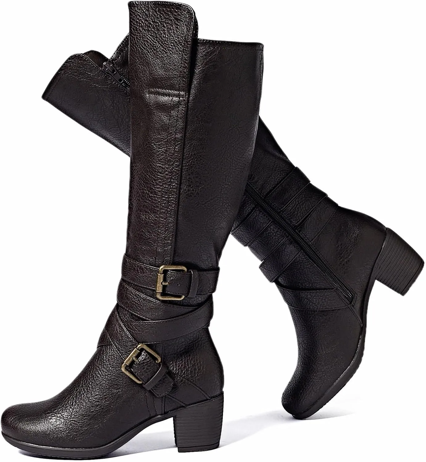Women's Knee High Boots with Chunky Heel, Pointed Toe, Comfortable and Fashionable for Fall and Winter Wear for Women.