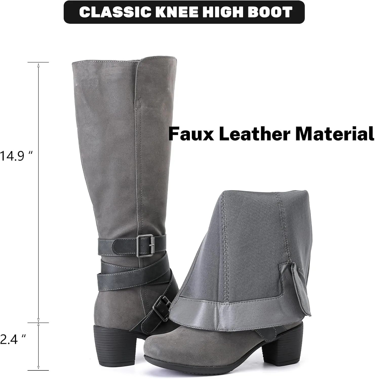 Women's Knee High Boots with Chunky Heel, Pointed Toe, Comfortable and Fashionable for Fall and Winter Wear for Women.