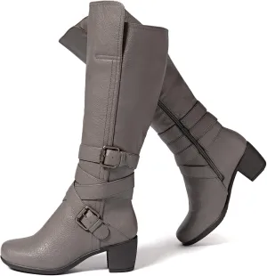 Women's Knee High Boots with Chunky Heel, Pointed Toe, Comfortable and Fashionable for Fall and Winter Wear for Women.