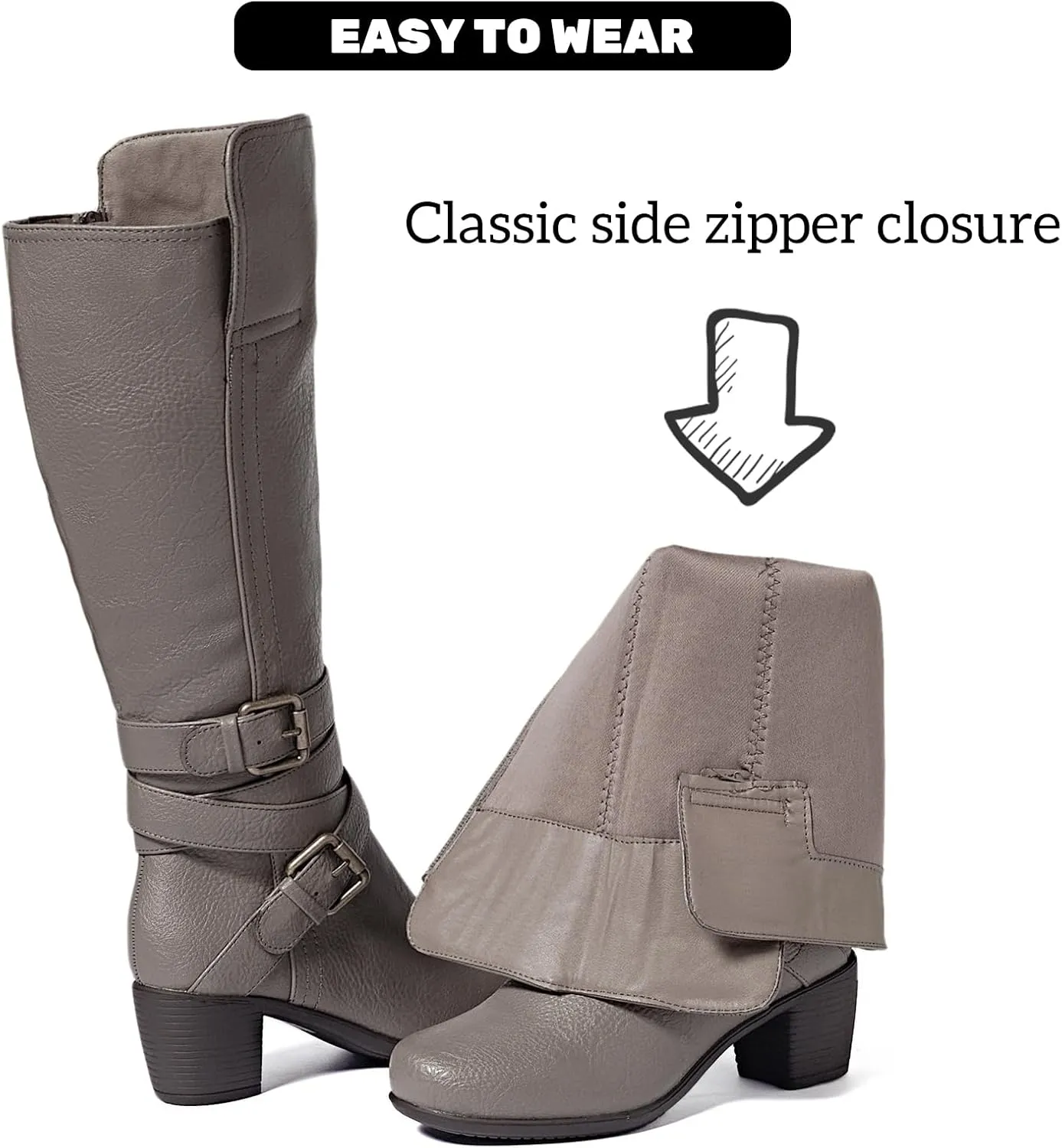 Women's Knee High Boots with Chunky Heel, Pointed Toe, Comfortable and Fashionable for Fall and Winter Wear for Women.